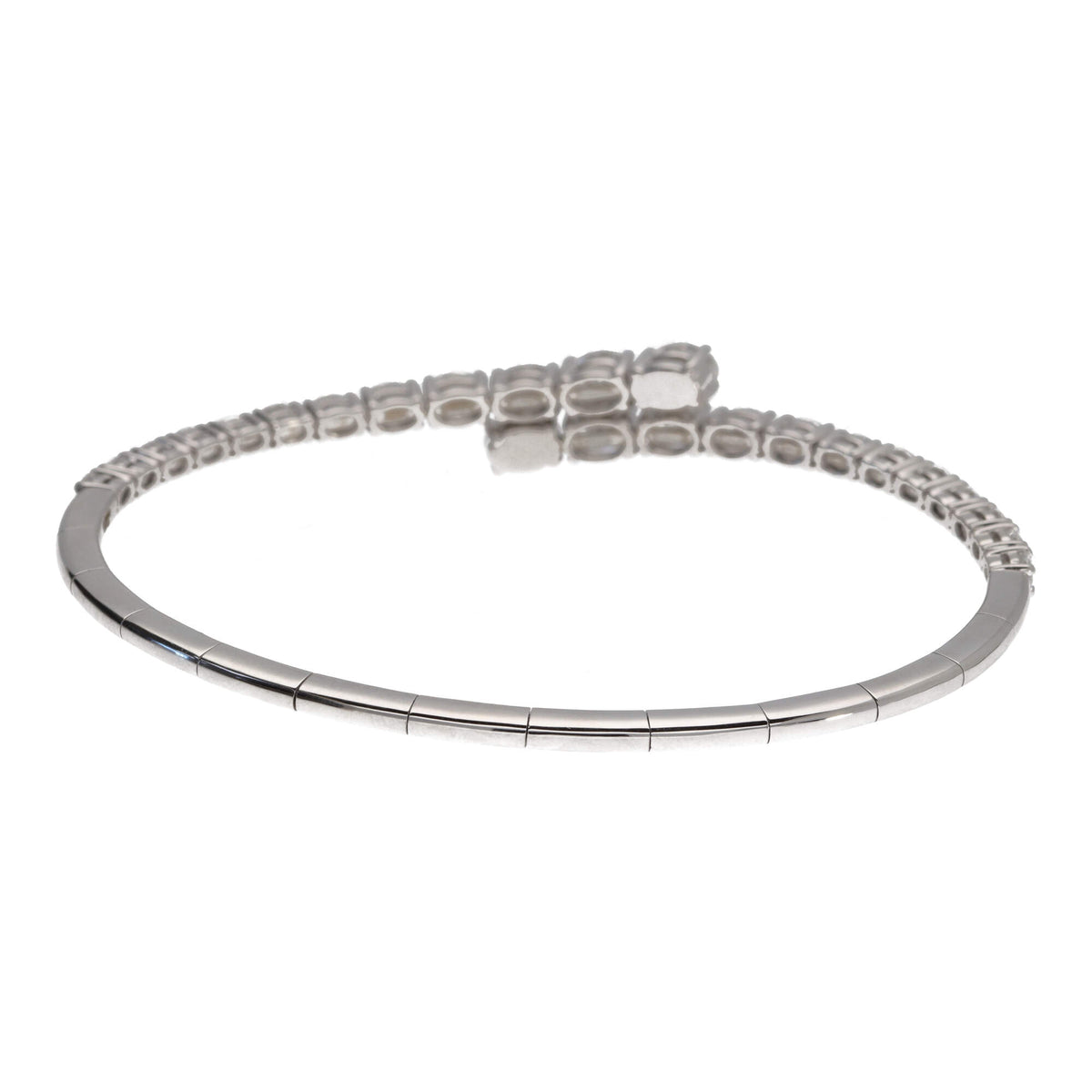 Lab Grown Diamond 4.14ct 18ct White Gold Flexible Bangle - Michael Jones Jeweller