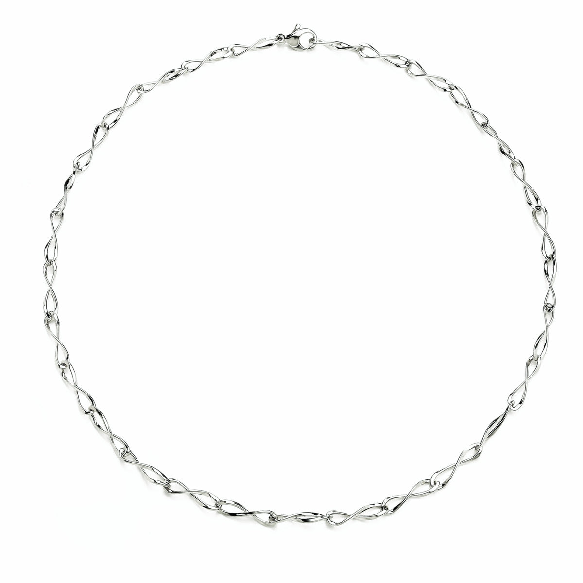 Elongated Infinity Link 9ct White Gold Necklace - Michael Jones Jeweller