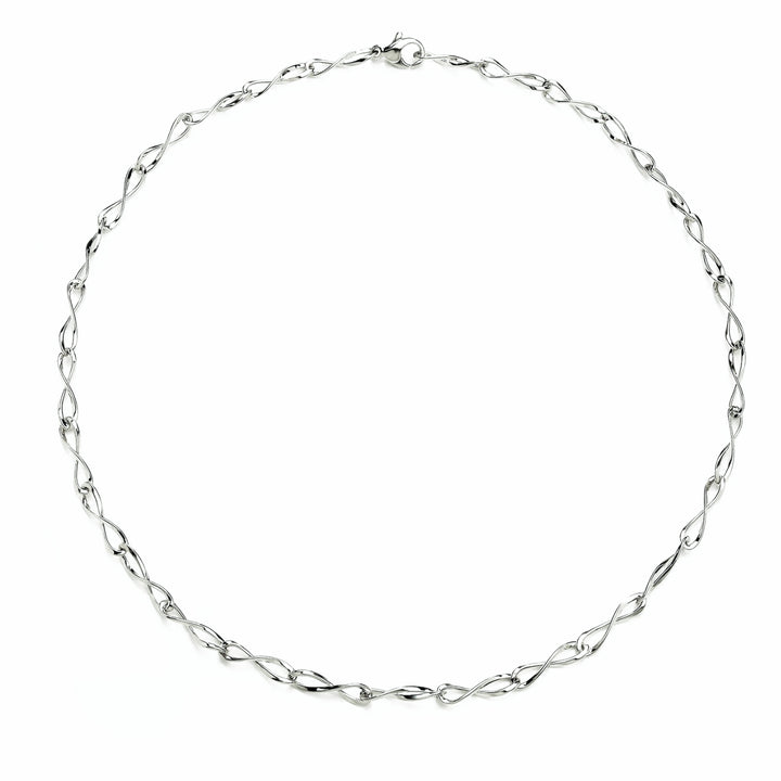 Elongated Infinity Link 9ct White Gold Necklace - Michael Jones Jeweller