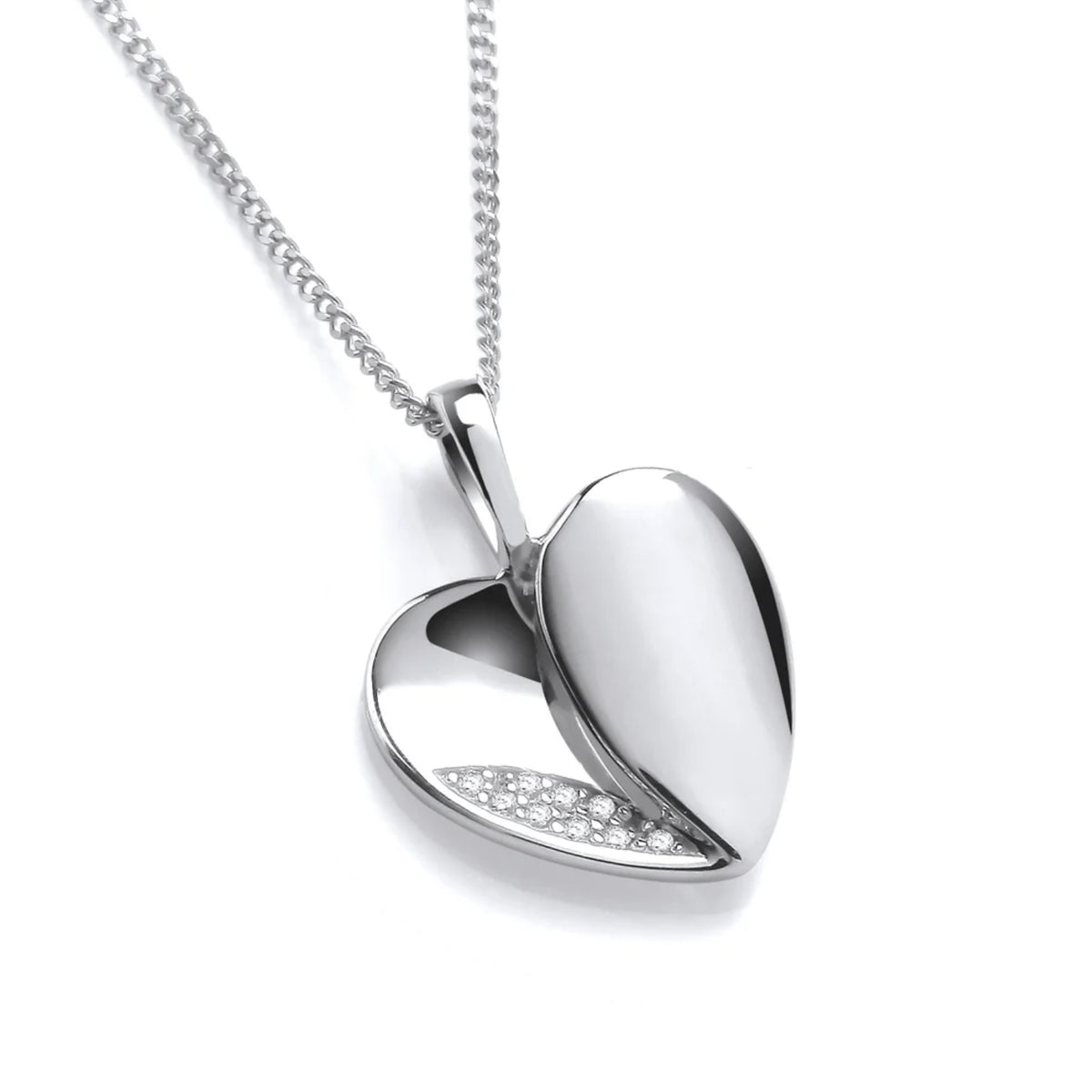 Diamond Set Heart 9ct White Gold Pendant - Michael Jones Jeweller