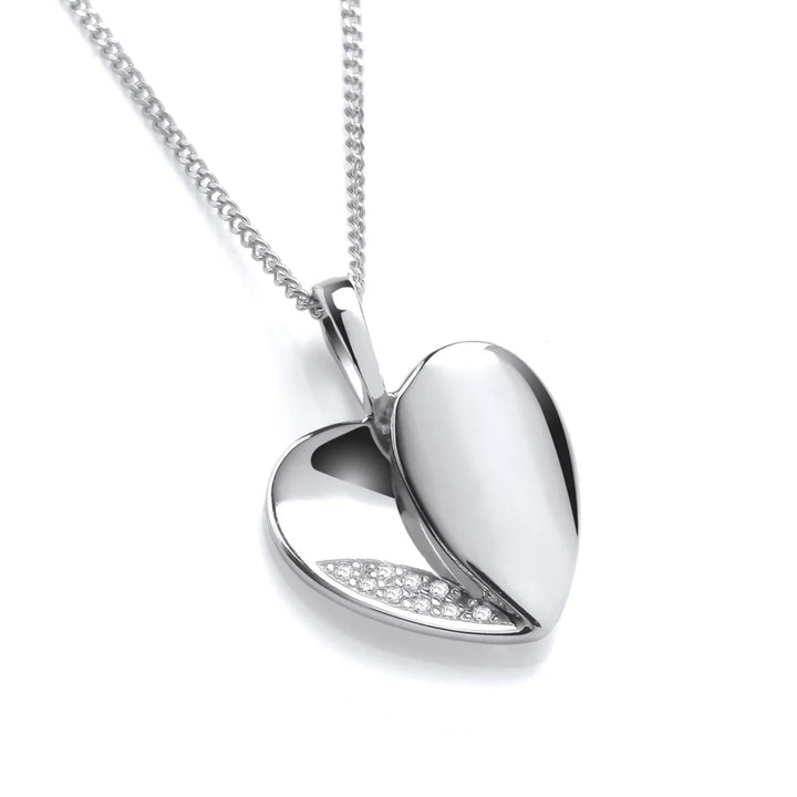 Diamond Set Heart 9ct White Gold Pendant - Michael Jones Jeweller