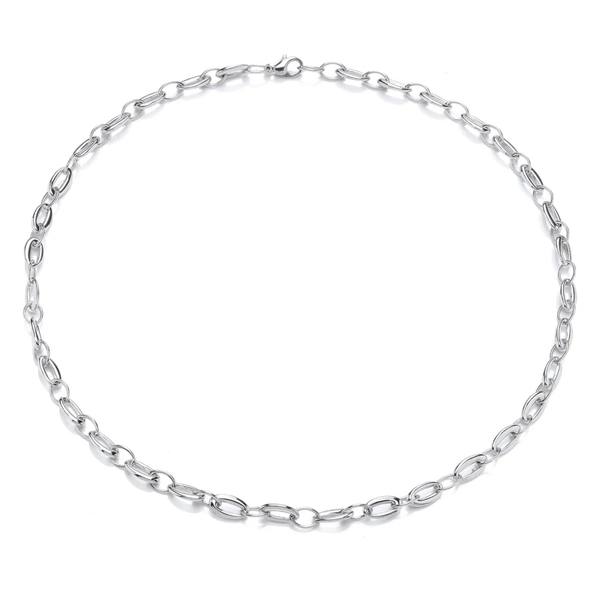 Alternating Size Oval Link 9ct White Gold Necklace - Michael Jones Jeweller