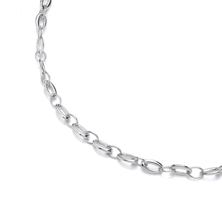 Alternating Size Oval Link 9ct White Gold Necklace