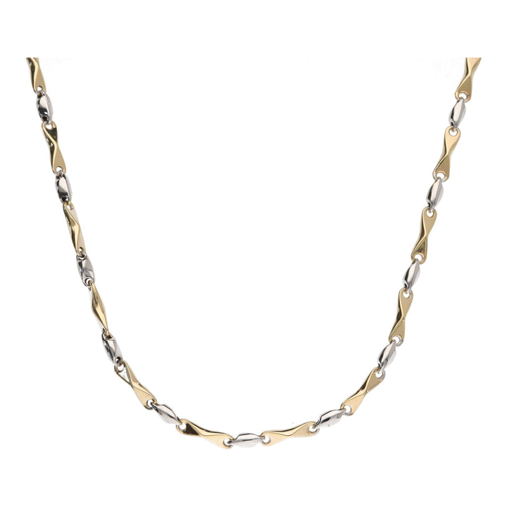 Concave Bar 9ct Yellow and White Gold 45cm Necklace
