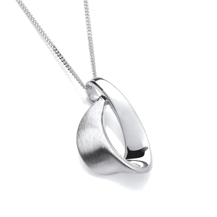 Ribbon Style 9ct White Gold Pendant - Michael Jones Jeweller