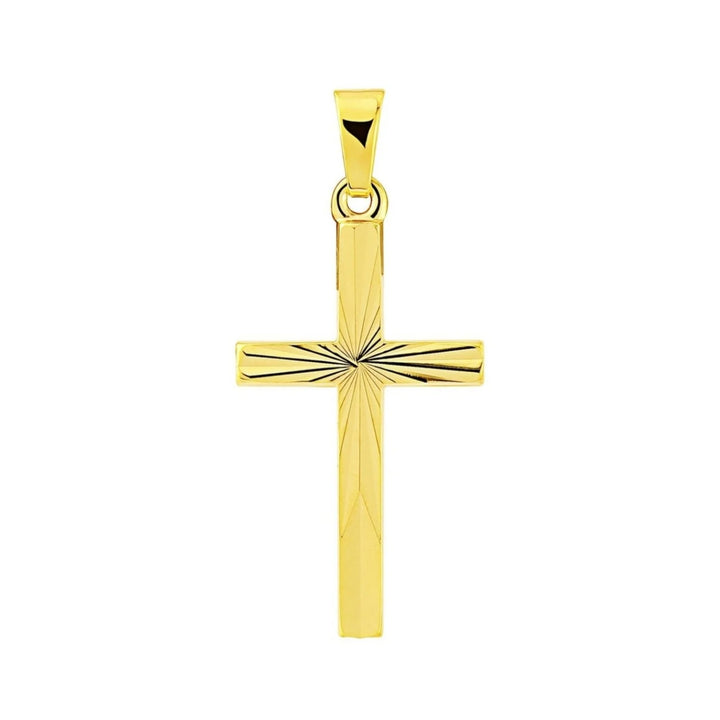 Patterned 9ct Yellow Gold Cross Pendant