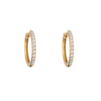 Diamond 14mm 18ct Yellow Gold Hoop Earrings