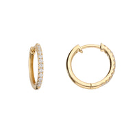 Diamond 14mm 18ct Yellow Gold Hoop Earrings