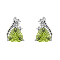 Triangular Peridot and White Topaz 9ct White Gold Stud Earrings