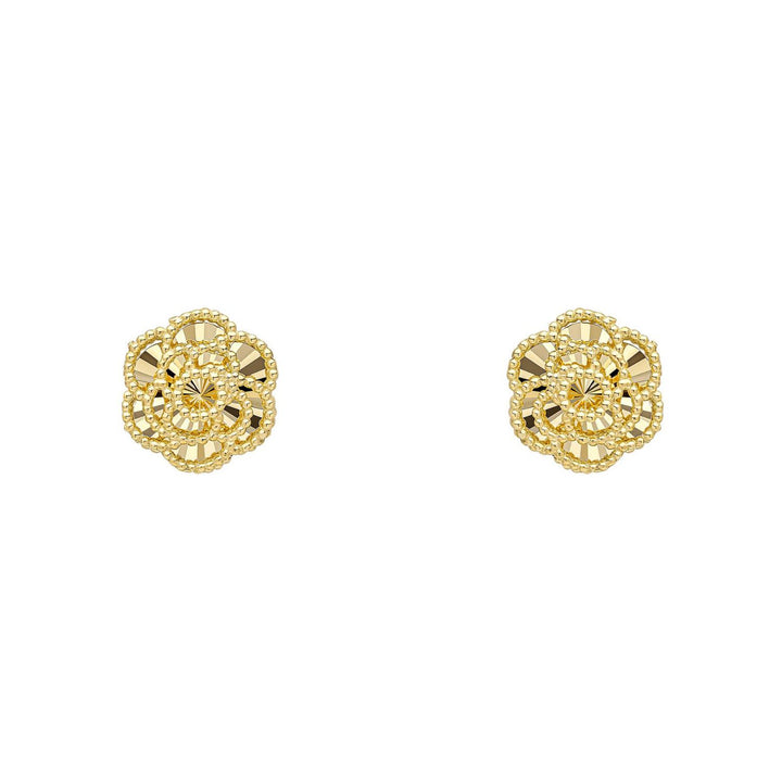 English Rose 9ct Yellow gold Stud Earrings