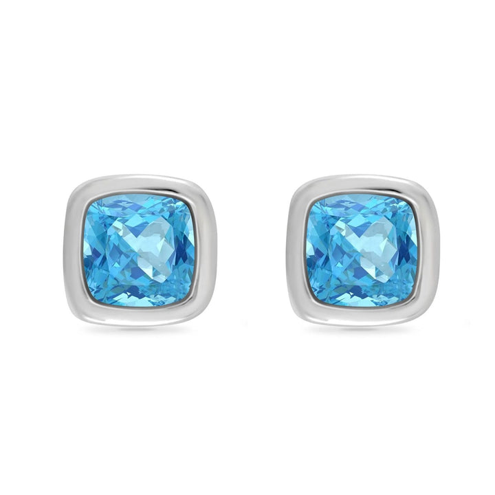 Blue Topaz 9ct White Gold Stud Earrings