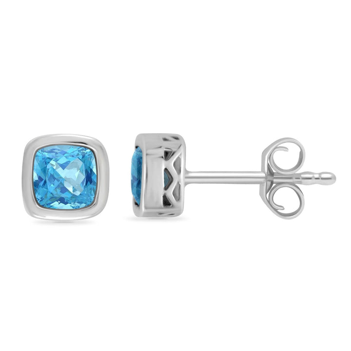 Blue Topaz 9ct White Gold Stud Earrings