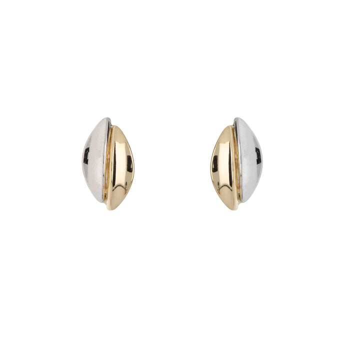Marquise 9ct Yellow and White Gold Stud Earrings