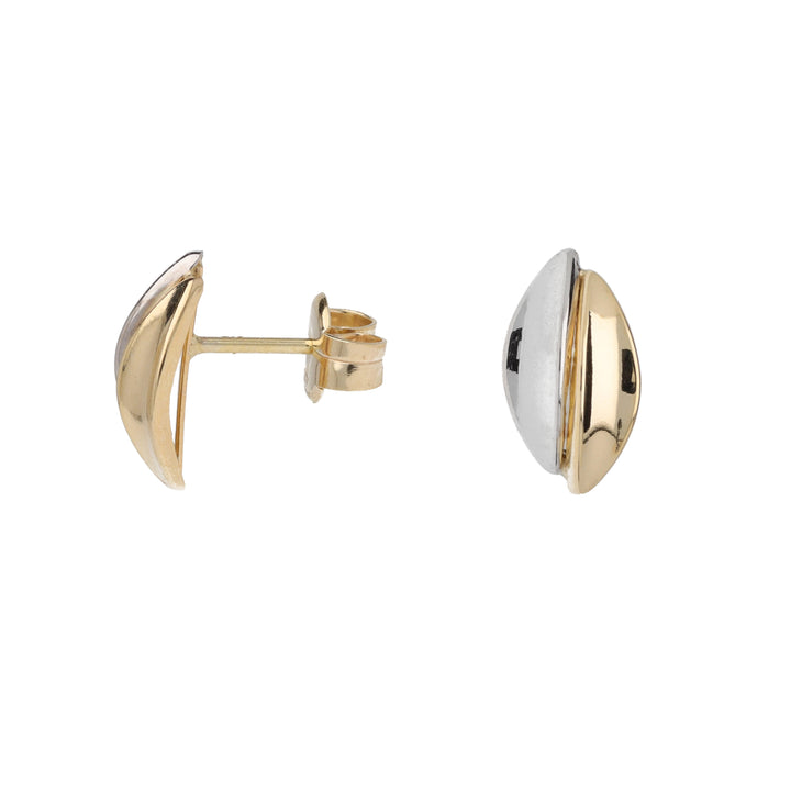 Marquise 9ct Yellow and White Gold Stud Earrings