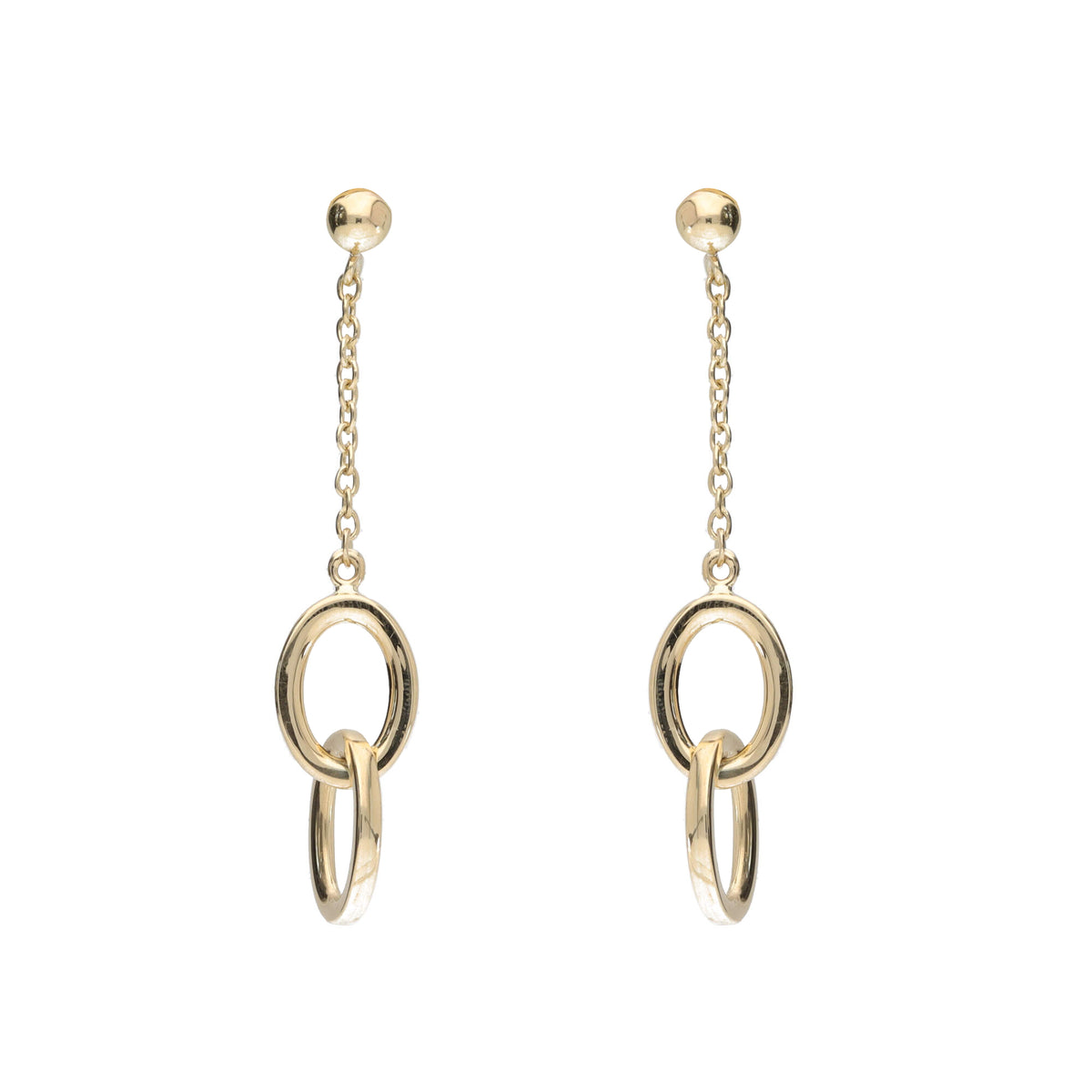Oval Linked 9ct Yellow GOld Drop Earrings - Michael Jones Jeweller