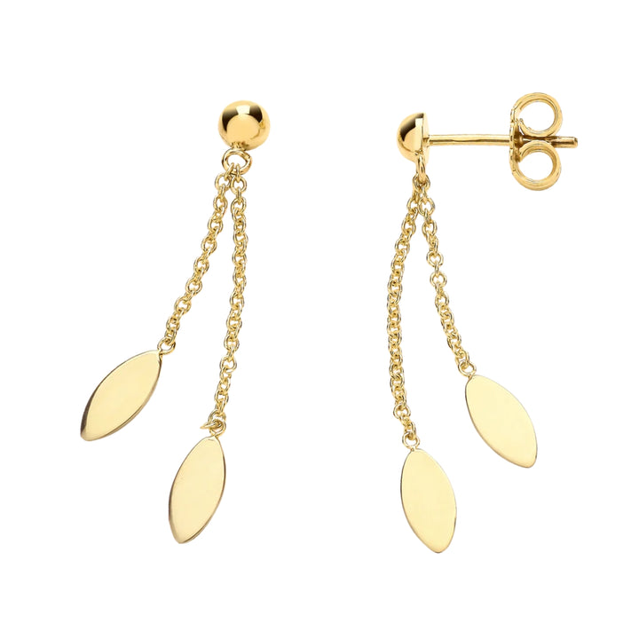 Marquise Chain 9ct Yellow Gold Drop Earrings