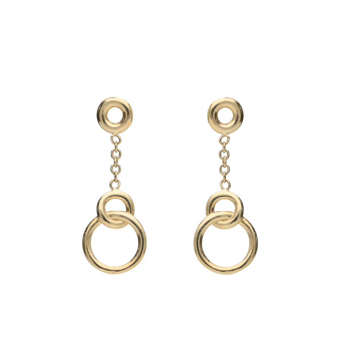 Entwined Circle 9ct Yellow Gold Drop Earrings - Michael Jones Jeweller
