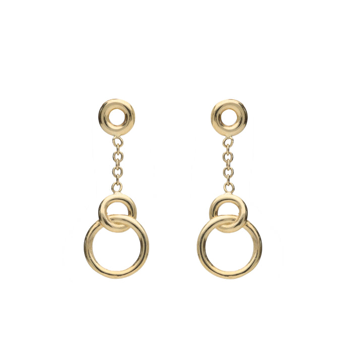 Entwined Circle 9ct Yellow Gold Drop Earrings