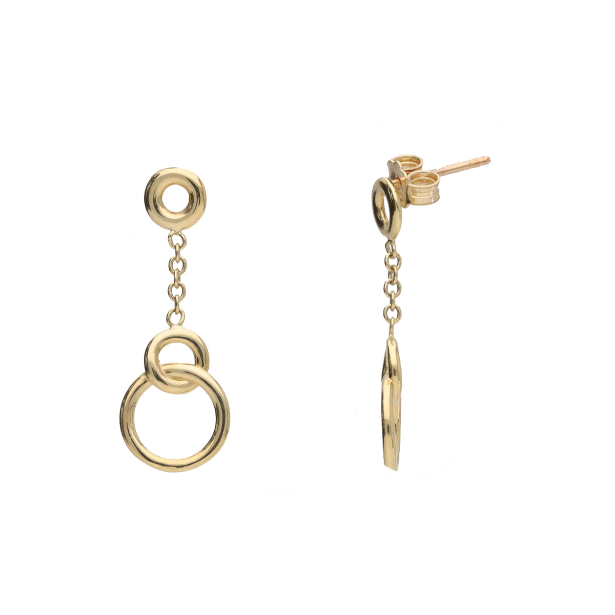 Entwined Circle 9ct Yellow Gold Drop Earrings - Michael Jones Jeweller