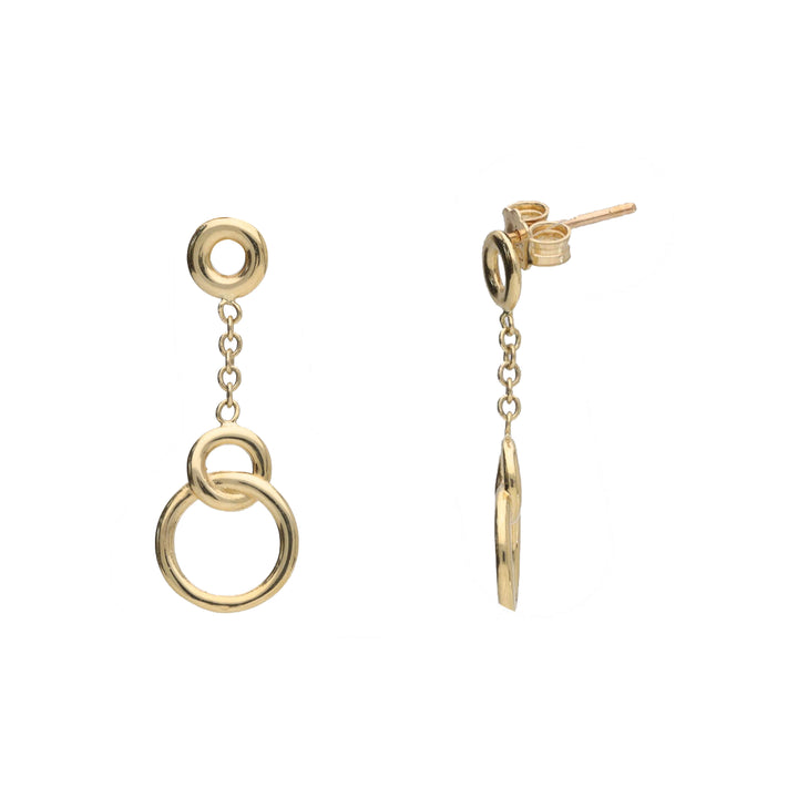 Entwined Circle 9ct Yellow Gold Drop Earrings