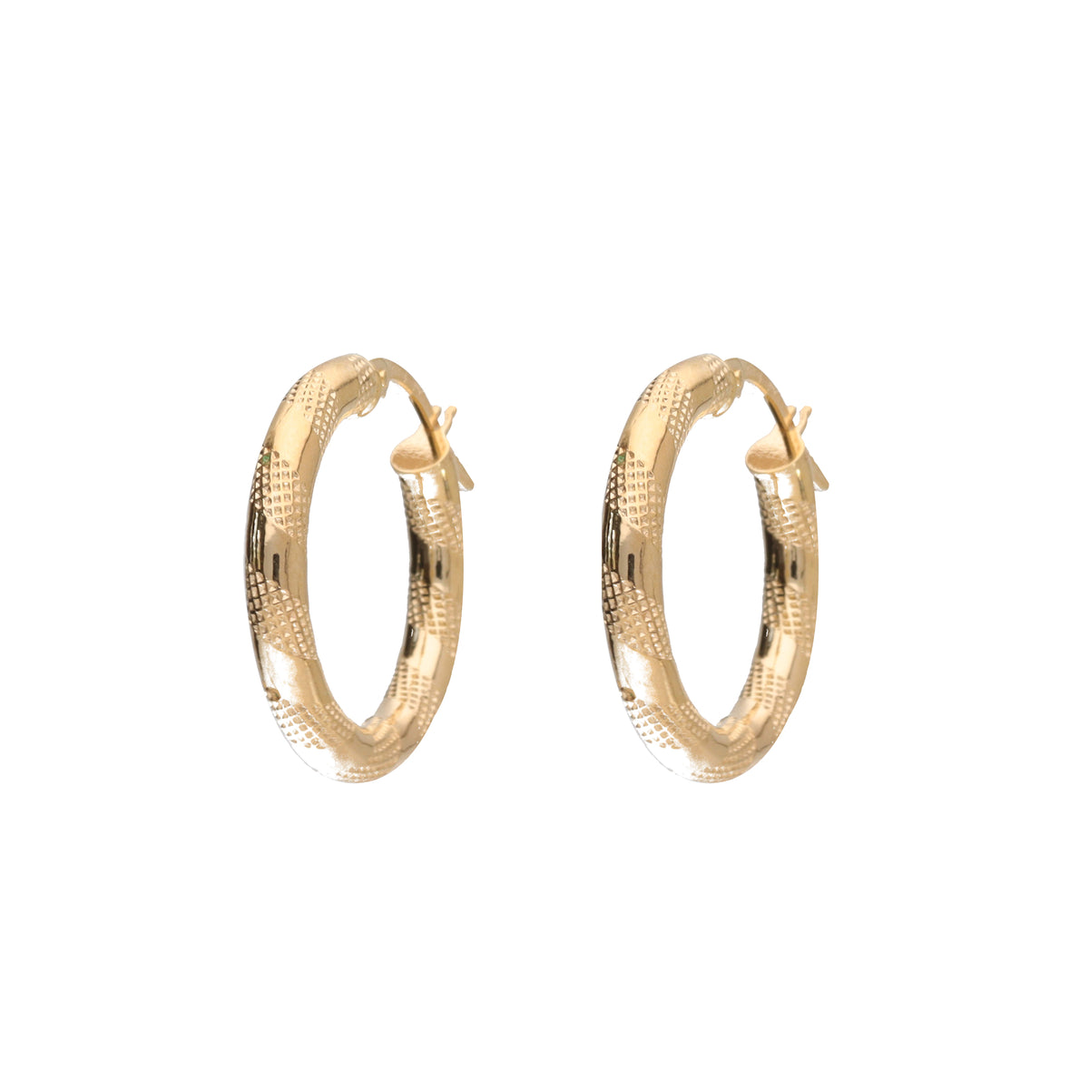 Patterned 20mm 9ct Yellow Gold Hoop Earrings - Michael Jones Jeweller