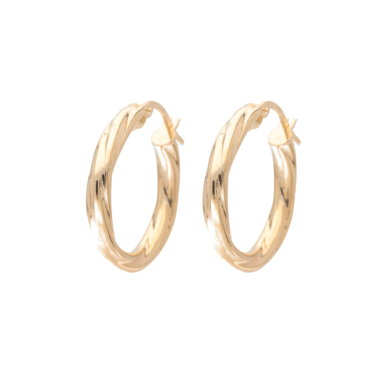Twisted 9ct Yellow Gold 20mm Hoop Earrings - Michael Jones Jeweller