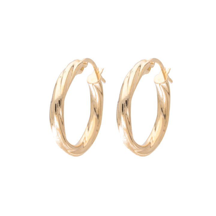 Twisted 9ct Yellow Gold 20mm Hoop Earrings