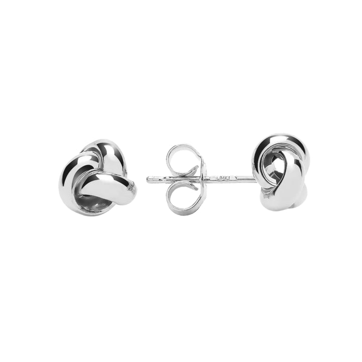 Three Strand Knot 9ct White Gold Stud Earrings