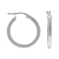 Square 9ct White Gold hoop Earrings
