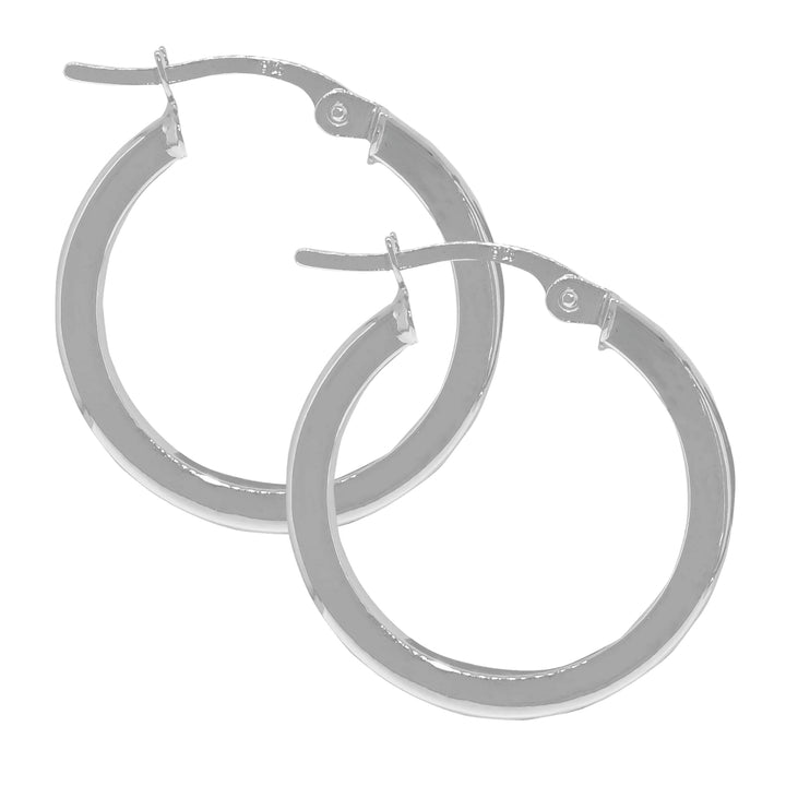 Square 9ct White Gold hoop Earrings