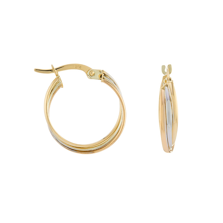 Triple Strand 9ct Gold Hoop Earrings