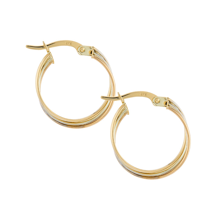 Triple Strand 9ct Gold Hoop Earrings
