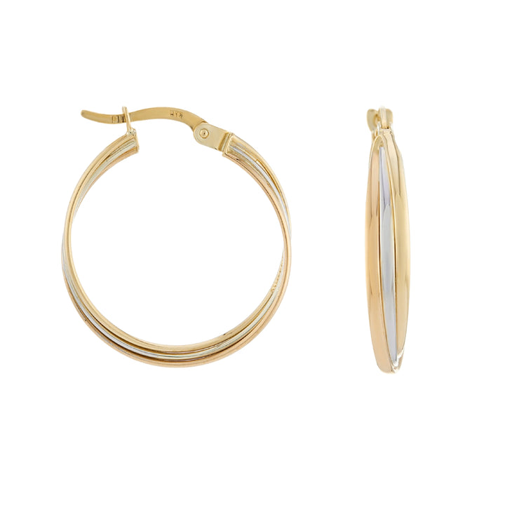 Triple Strand 9ct Gold Hoop Earrings
