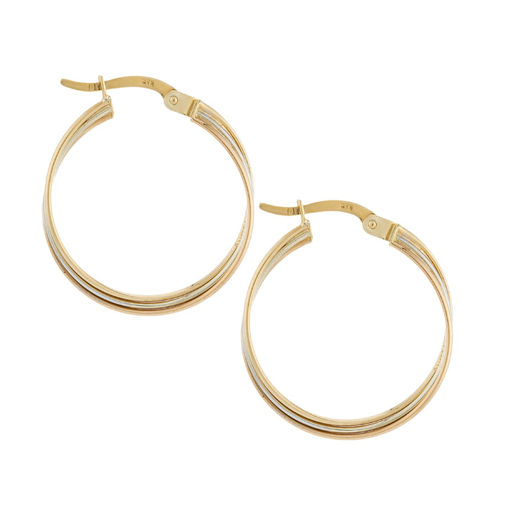 Triple Strand 9ct Gold Hoop Earrings
