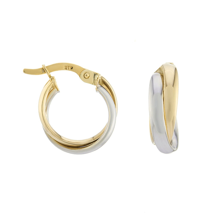 Two Colour 9ct Yellow and White Gold Hoop Earrings