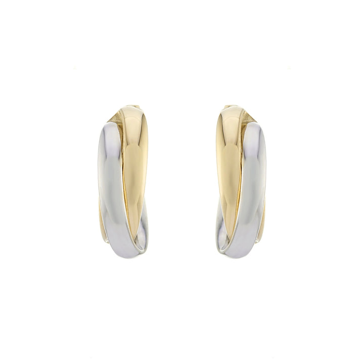 Two Colour 9ct Yellow and White Gold Hoop Earrings