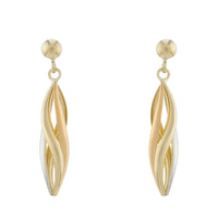 Wavy Strand 9ct Gold Drop Earrings