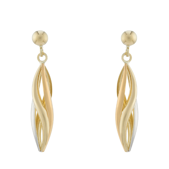 Wavy Strand 9ct Gold Drop Earrings