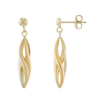 Wavy Strand 9ct Gold Drop Earrings
