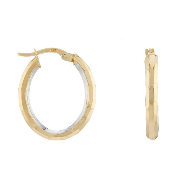 Faceted Oval 9ct Yellow Gold Hoop Earrings