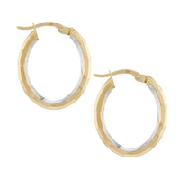 Faceted Oval 9ct Yellow Gold Hoop Earrings