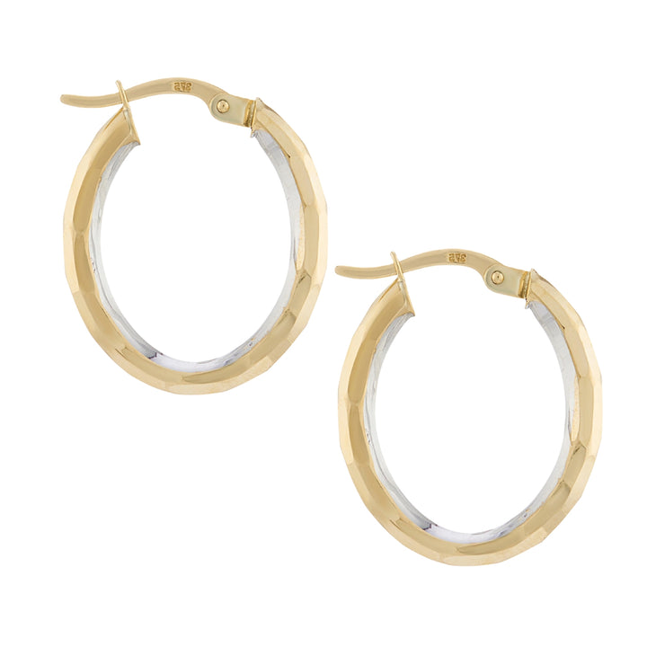 Faceted Oval 9ct Yellow Gold Hoop Earrings