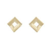 Crossover Square 9ct Yelow Gold Stud Earrings