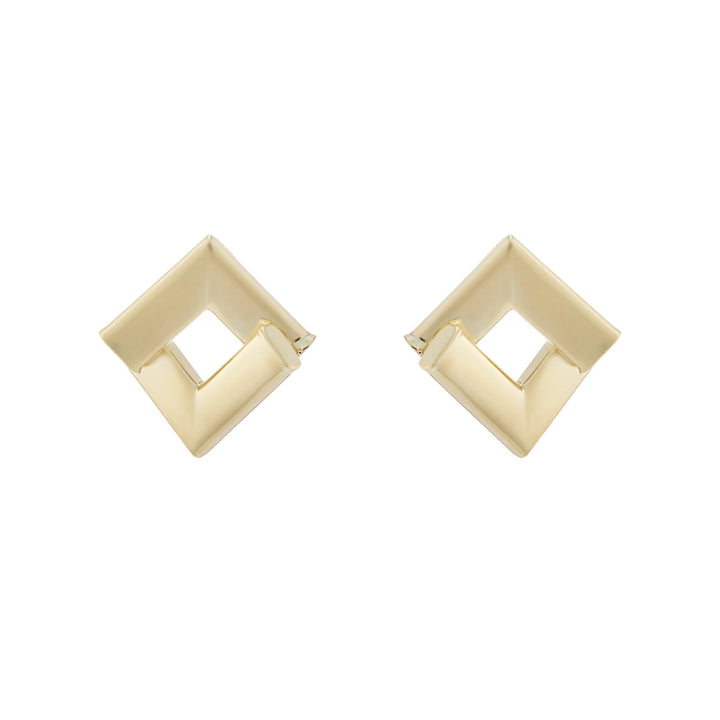 Crossover Square 9ct Yelow Gold Stud Earrings