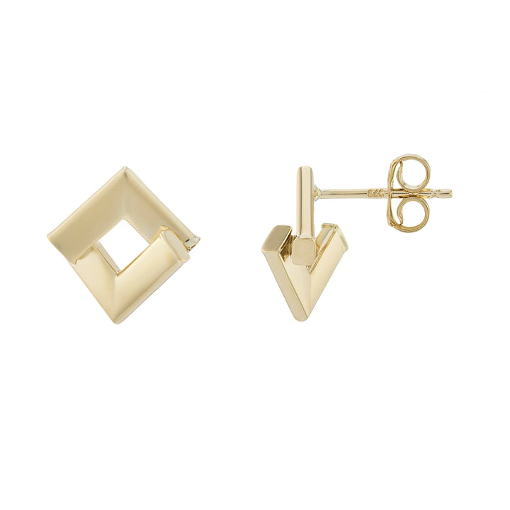 Crossover Square 9ct Yelow Gold Stud Earrings