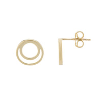 Double Circle 9ct Yellow gold Stud Earrings