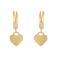 Heart Charm 9ct Yellow Gold Hoop Earrings - Michael Jones Jeweller