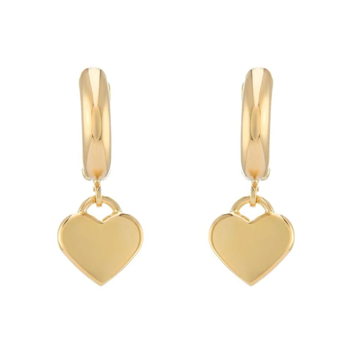Heart Charm 9ct Yellow Gold Hoop Earrings - Michael Jones Jeweller