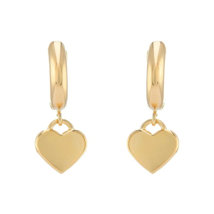 Heart Charm 9ct Yellow Gold Hoop Earrings