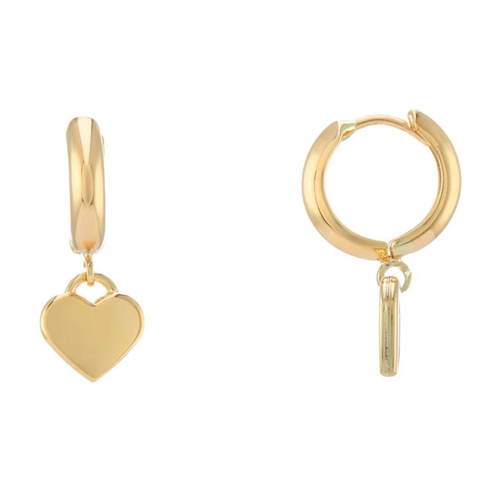 Heart Charm 9ct Yellow Gold Hoop Earrings